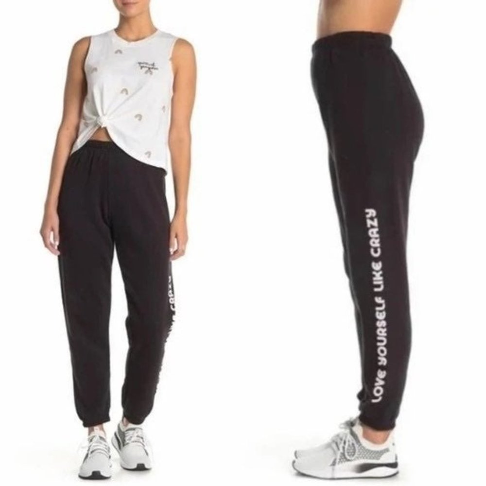 NWT SPIRITUAL GANGSTER LOVE YOURSELF LIKE CRAZY BLACK SWEATPANTS SZ SMALL S - Picture 2 of 10